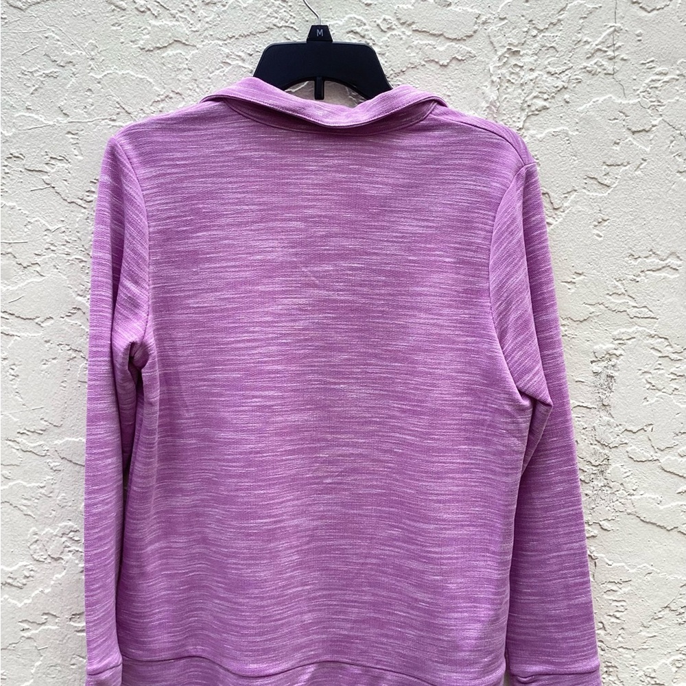 Croft & Barrow Top Zipper Turtleneck Pullover Purple Silver Stripes - Picture 13 of 16